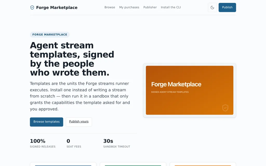 Forge Marketplace home page