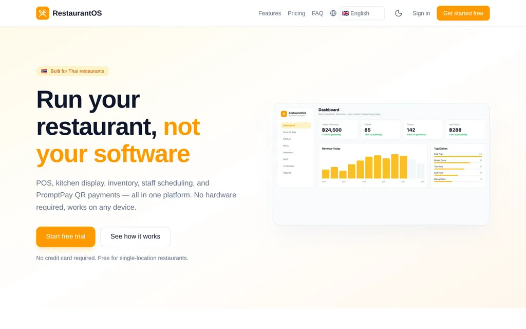 RestaurantOS home page