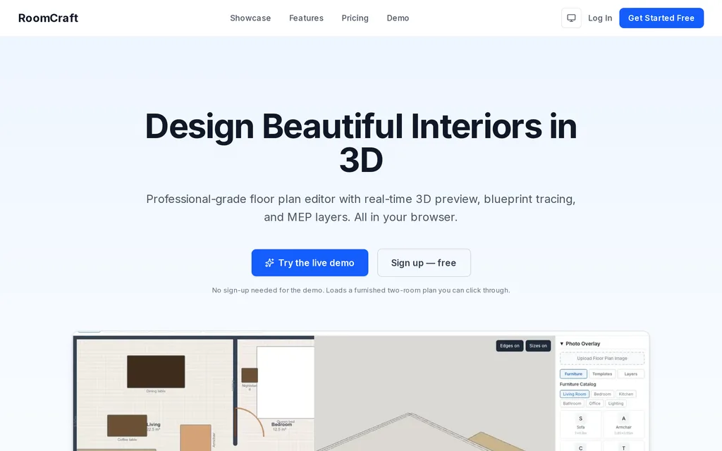 RoomCraft home page